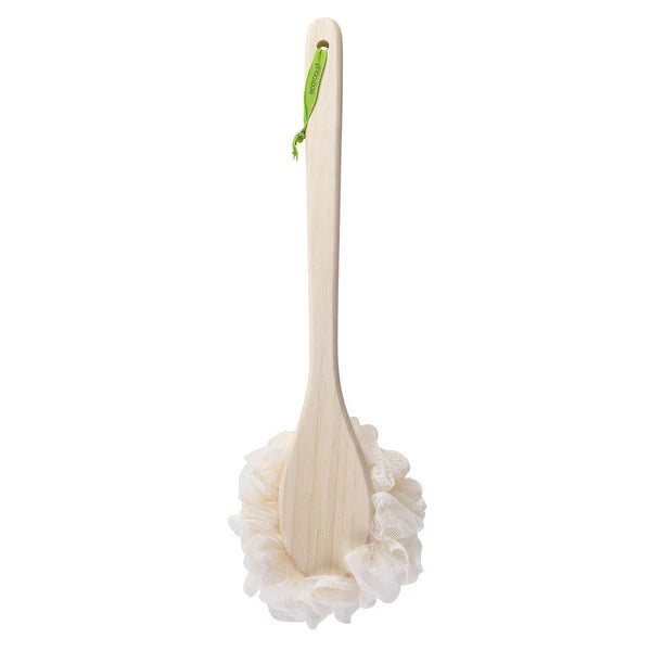 Exfoliating Loofah Body Back Scrubber with Long Wooden Handle for Shower