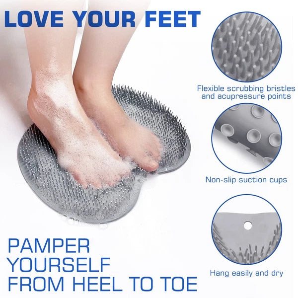 2PACK Shower Foot Scrubber Mat Back Washer Back Exfoliating Bath Wash Pad Wal...