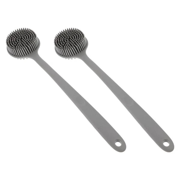 2 Pcs Silicone Bath Brush Back Scrubber for Shower Men Long Handle