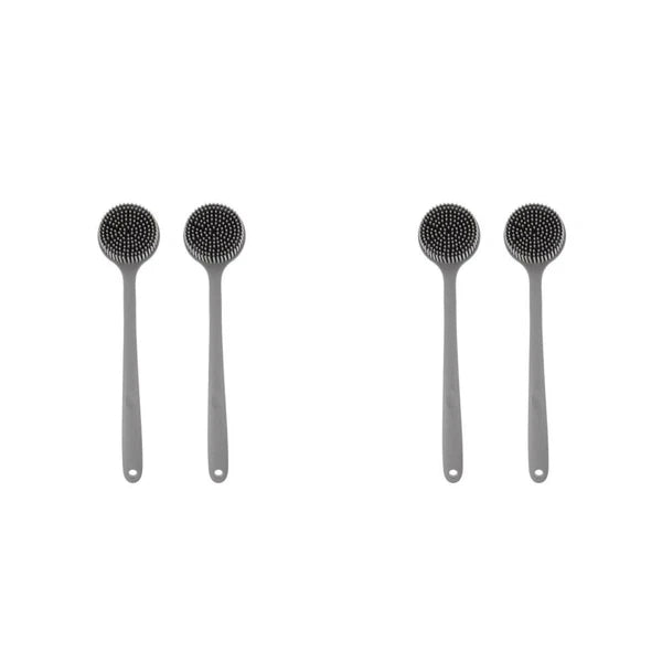 2 Pcs Silicone Bath Brush Back Scrubber for Shower Men Long Handle