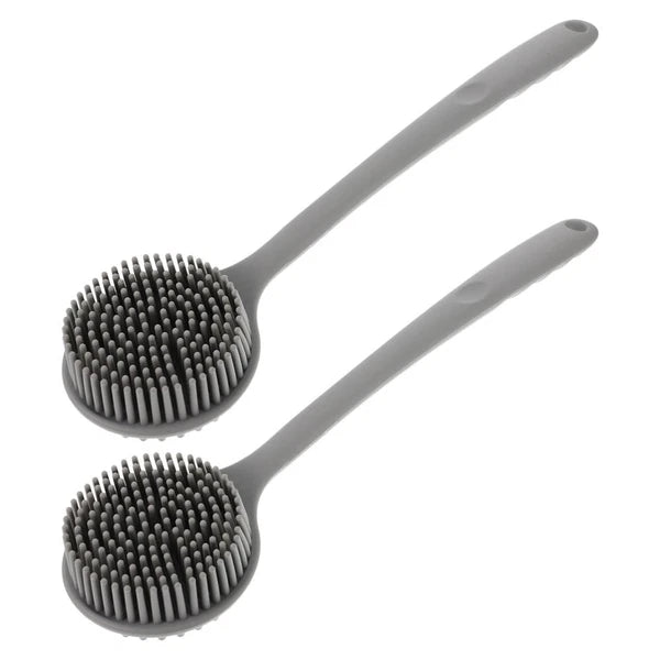 2 Pcs Silicone Bath Brush Back Scrubber for Shower Men Long Handle