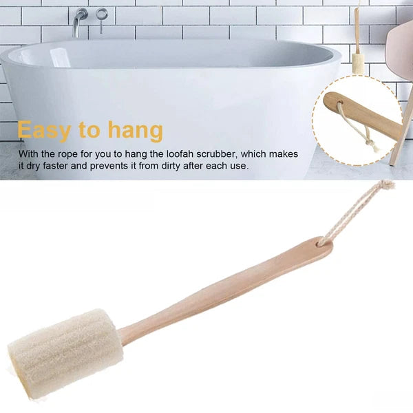 4Pcs Wood Loofah Back Scrubber Bath Brush Body Exfoliating Long Handle Massage