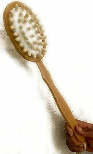 Natural Bath massage Body Brush Set | with detachable long wooden handle