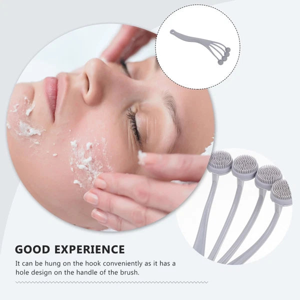 4 Pack Exfoliating Bath Brush Scrubbing with Handle Body Scrubber for Shower