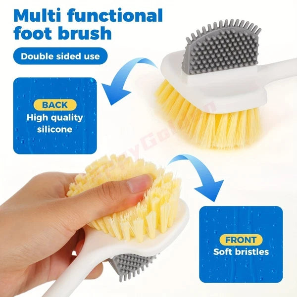 1x Ergonomic Long-Handle Foot Scrubber Multi-Functional Shower Brush for Elderly