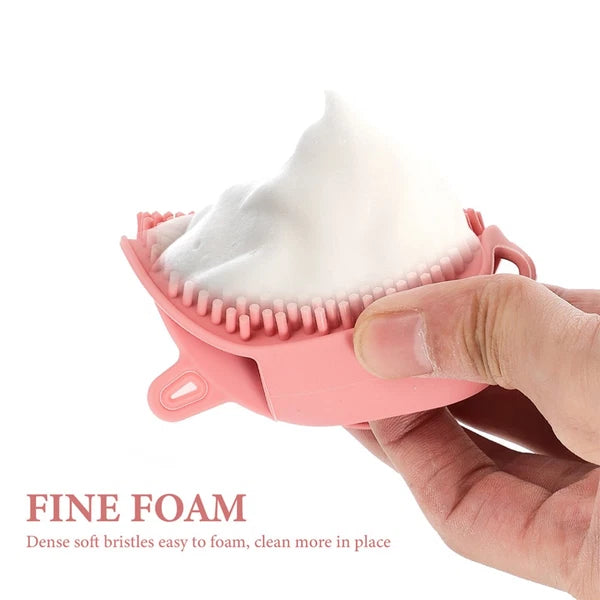 2 Pcs Shampoo Bath Brush Travel Child Exfoliating Silicone Body Scrubber