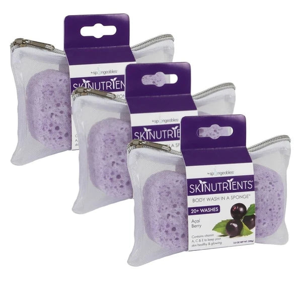 Premium Acai Body Wash Sponge Pack - Glowing Skin & Cruelty-Free Hydration