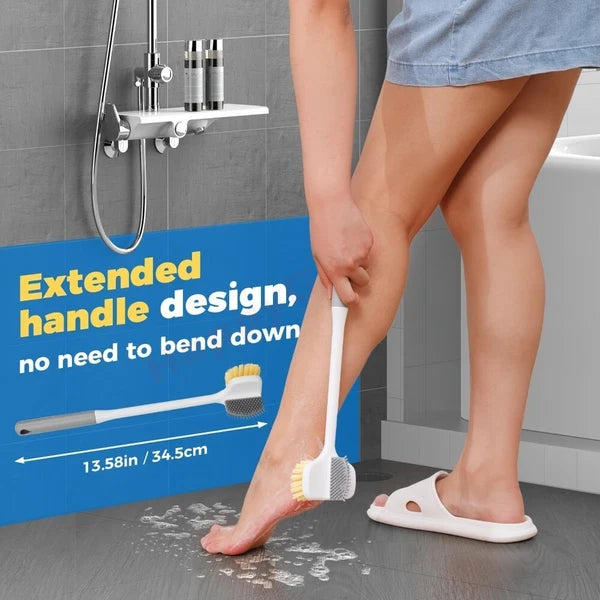 1x Ergonomic Long-Handle Foot Scrubber Multi-Functional Shower Brush for Elderly