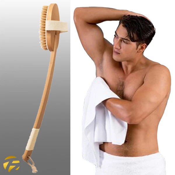 Extra Long Handle Natural Wooden Bristle Shower Bath Body Brush Back Scrubber