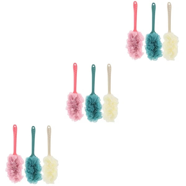 3 PCS Scrub Bath Brush Shower Back Scrubber Bathroom Accessories