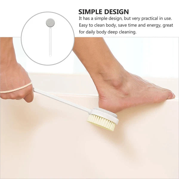 Long Handle Bath Brush Household Rub Back Brush Bathing Accessories (White)