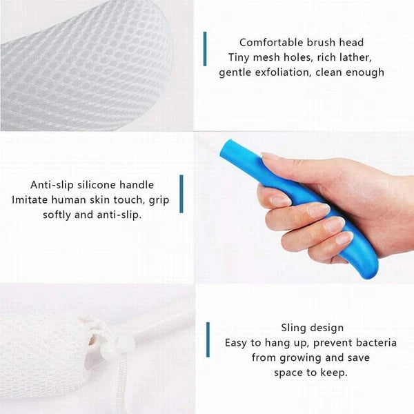Magideal Vinyl Quote Me Long Anti-Slip Curve Handled Bath Body Brush, Easy