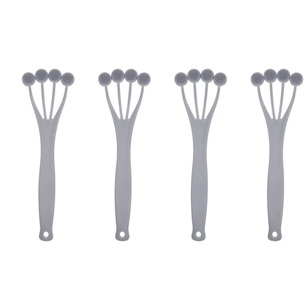 4 Pack Exfoliating Bath Brush Scrubbing with Handle Body Scrubber for Shower