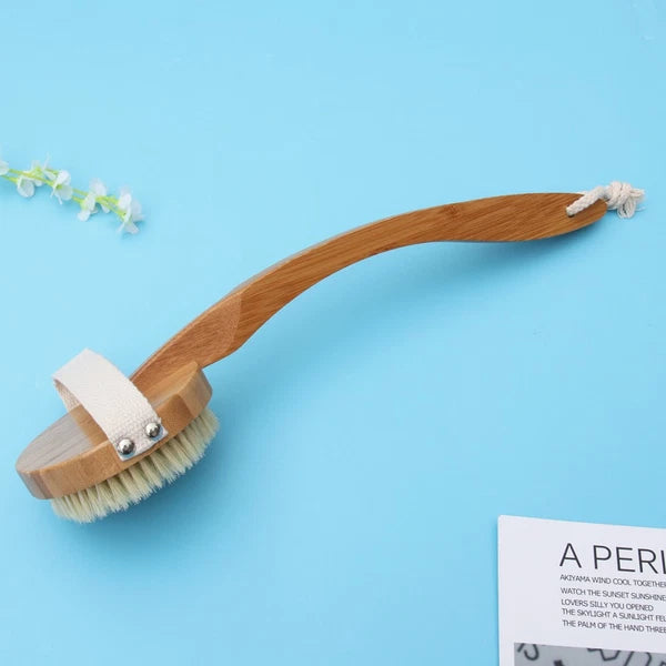 1pc Bristle Bath Brush Long Handle Bath Scrubber Hanging Body Massager SPA