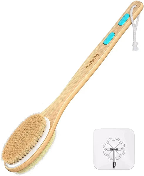 NEW Metene Shower Brush w/Soft/Stiff Bristles Bath Dual-Sided Back Scrubber Body