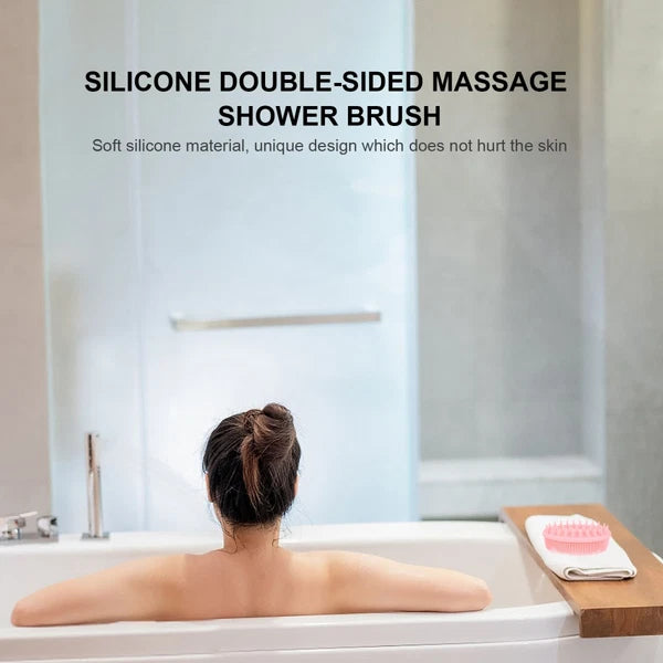 2pcs Silicone Exfoliating Brush Bath and Shampoo Brush Body Scrubber (Pink)