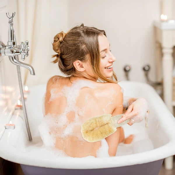 Sisal Shower Brush Exfoliating Bathing Back Scrubber with Handle