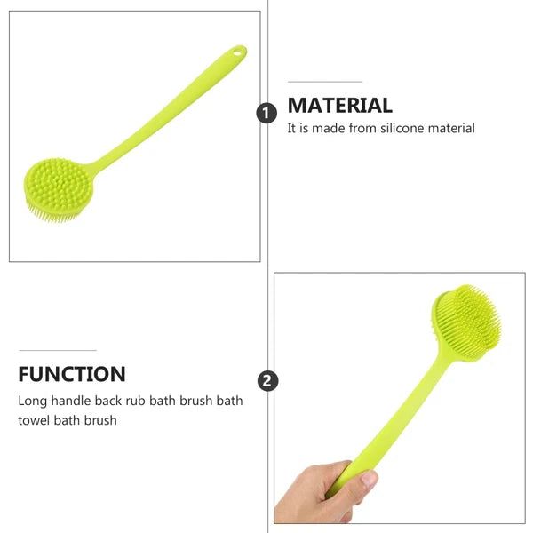 Long Handle Bath Brush Supple Silicone Made Back Scrub Bath Brush for Home