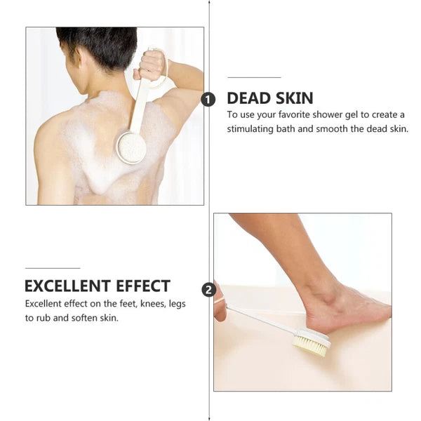 Long Handle Bath Brush Household Rub Back Brush Bathing Accessories (White)