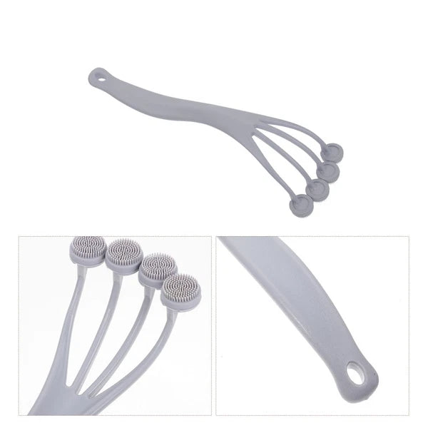 4 Pack Exfoliating Bath Brush Scrubbing with Handle Body Scrubber for Shower