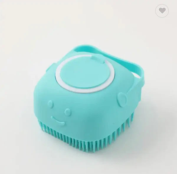 Soft Pet bath brushes Massage Dispenser Grooming Silicone Scrubber Tool YELLOW