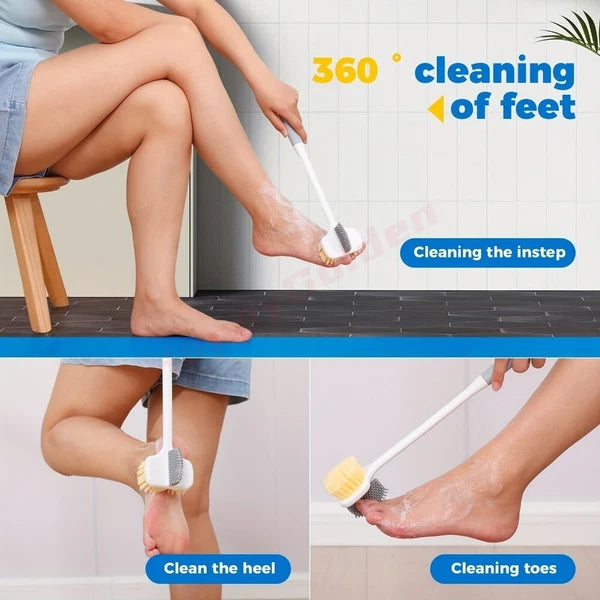 1x Ergonomic Long-Handle Foot Scrubber Multi-Functional Shower Brush for Elderly