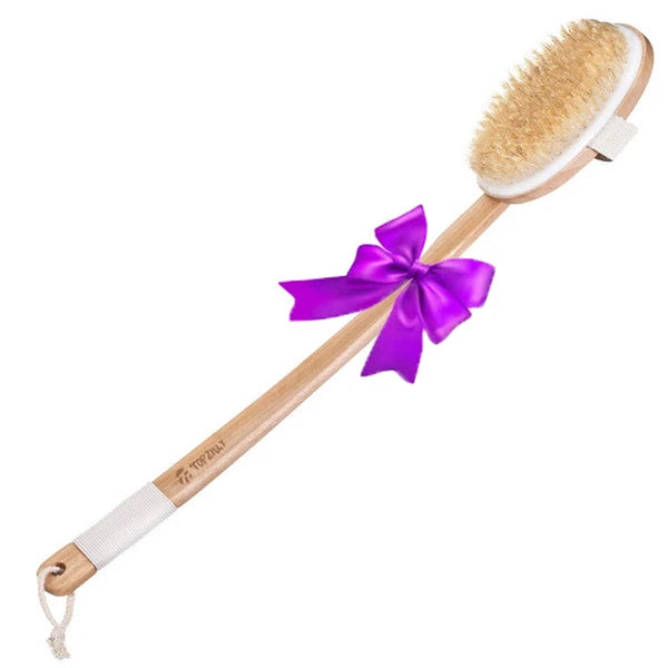 Extra Long Handle Natural Wooden Bristle Shower Bath Body Brush Back Scrubber