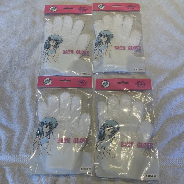 4 Pairs Exfoliating Spa Bath Gloves Loofa Brush Scrub Shower Gloves Body