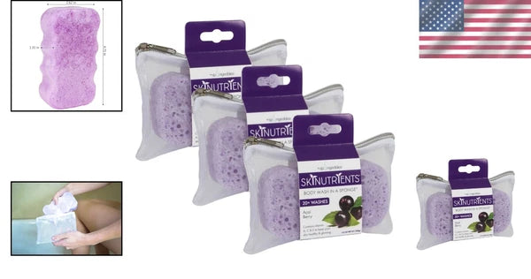 Premium Acai Body Wash Sponge Pack - Glowing Skin & Cruelty-Free Hydration