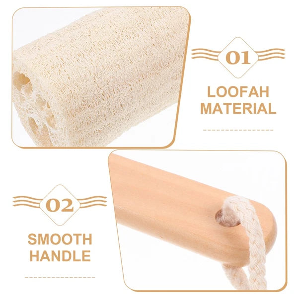 Long Handle Loofah Stick Bath Brush for Body Exfoliation and Cleaning