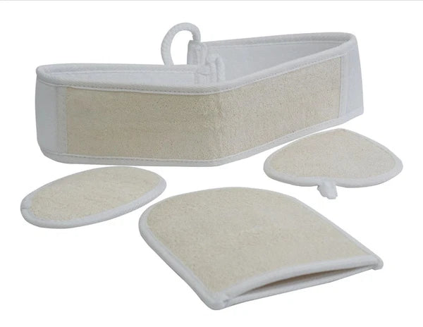 Loofah Exfoliating Bath Set & Natural Body Brush for Better Circulation 5 Pcs