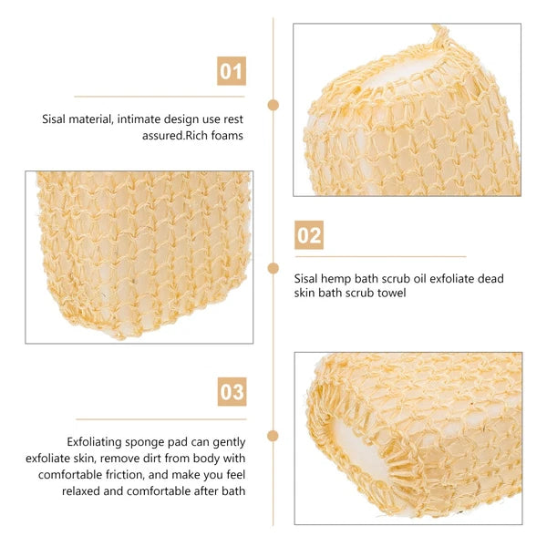 2 Pcs Silk Bath Towel Body Brush Exfoliator Scrubber Sisal Loofah