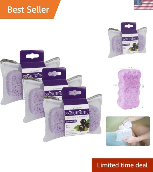 Premium Acai Body Wash Sponge Pack - Glowing Skin & Cruelty-Free Hydration