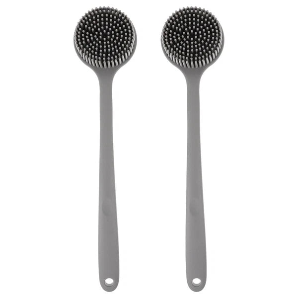 2 Pcs Silicone Bath Brush Back Scrubber for Shower Men Long Handle