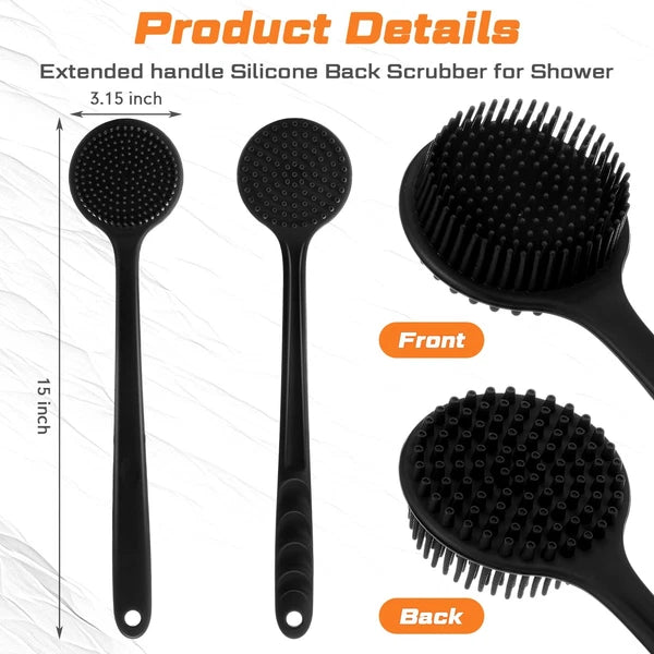 4 Pack Scrubber Anti Slip for Shower, 15 Inch Soft Silicone Bath Body Brush B...