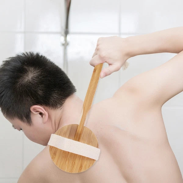 1pc Bristle Bath Brush Long Handle Bath Scrubber Hanging Body Massager SPA