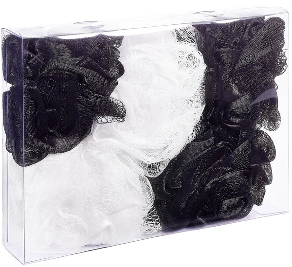 Bundle of 5 Exfoliating Sponges - Bath & Shower Puff Body Brush Scrub Mesh Ball
