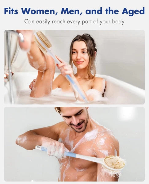 Wooden Shower Body Bath Brush Long Handle Skin Back Massage Scrubber Bathroom