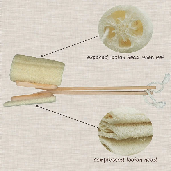 Natural Exfoliating Loofah Luffa Loofa Back Sponge Scrubber Brush with Long W...