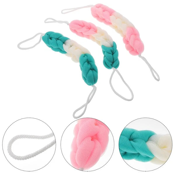 3 Pcs Back Scrubber Bath Towel Man Exfoliating Shower Pouf Loofah Body